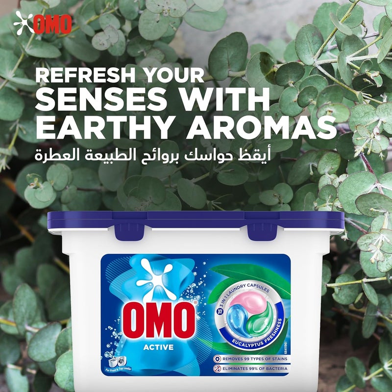 OMO Active 3in1 Laundry Capsules - Eucalyptus Freshness - Image 3